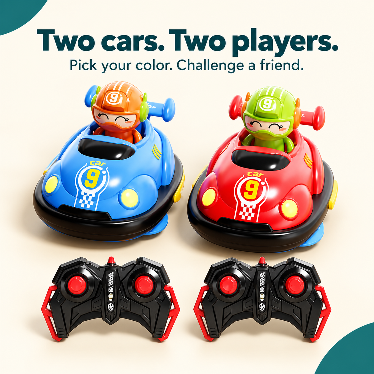 Two cars and two controllers for two-player play