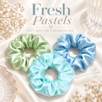 Fresh Pastels mulberry silk scrunchies set