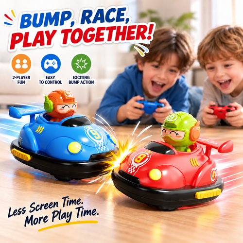 Red and blue RC bumper cars for two-player play
