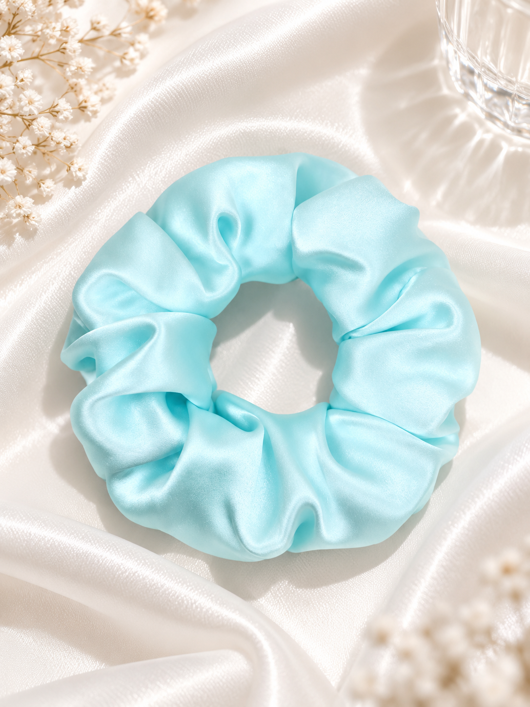 Aqua mulberry silk scrunchie