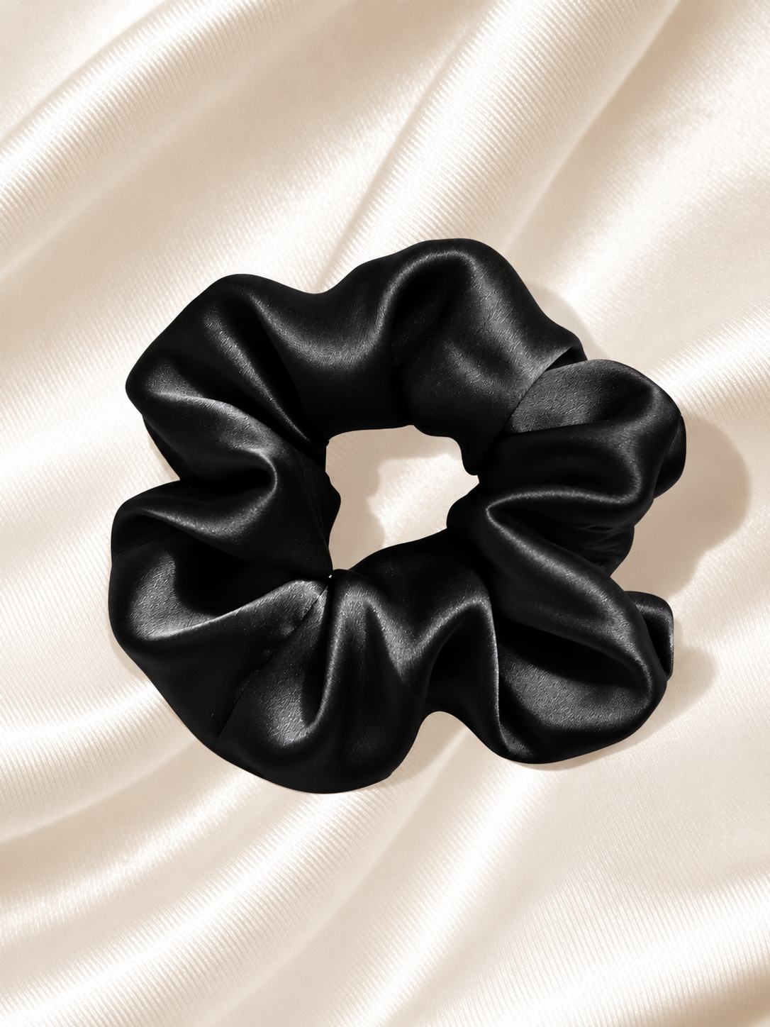 Black mulberry silk scrunchie