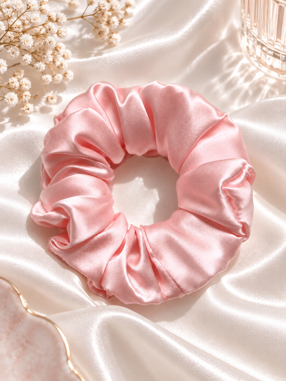 Blush Pink mulberry silk scrunchie