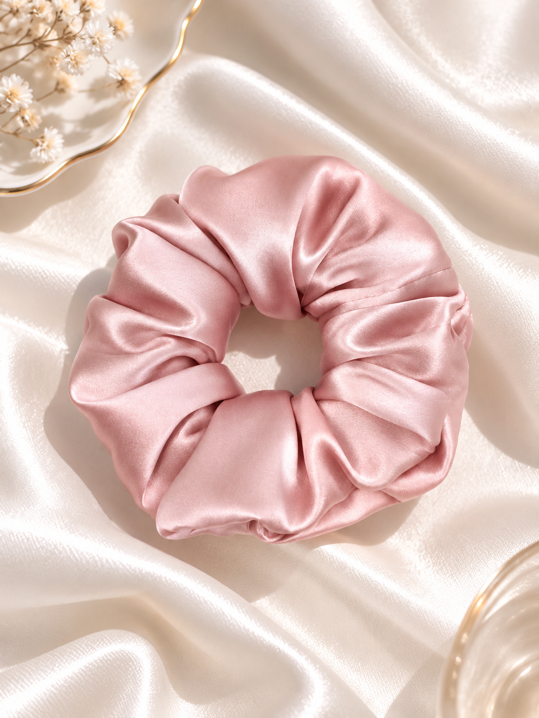 Dusty Rose mulberry silk scrunchie