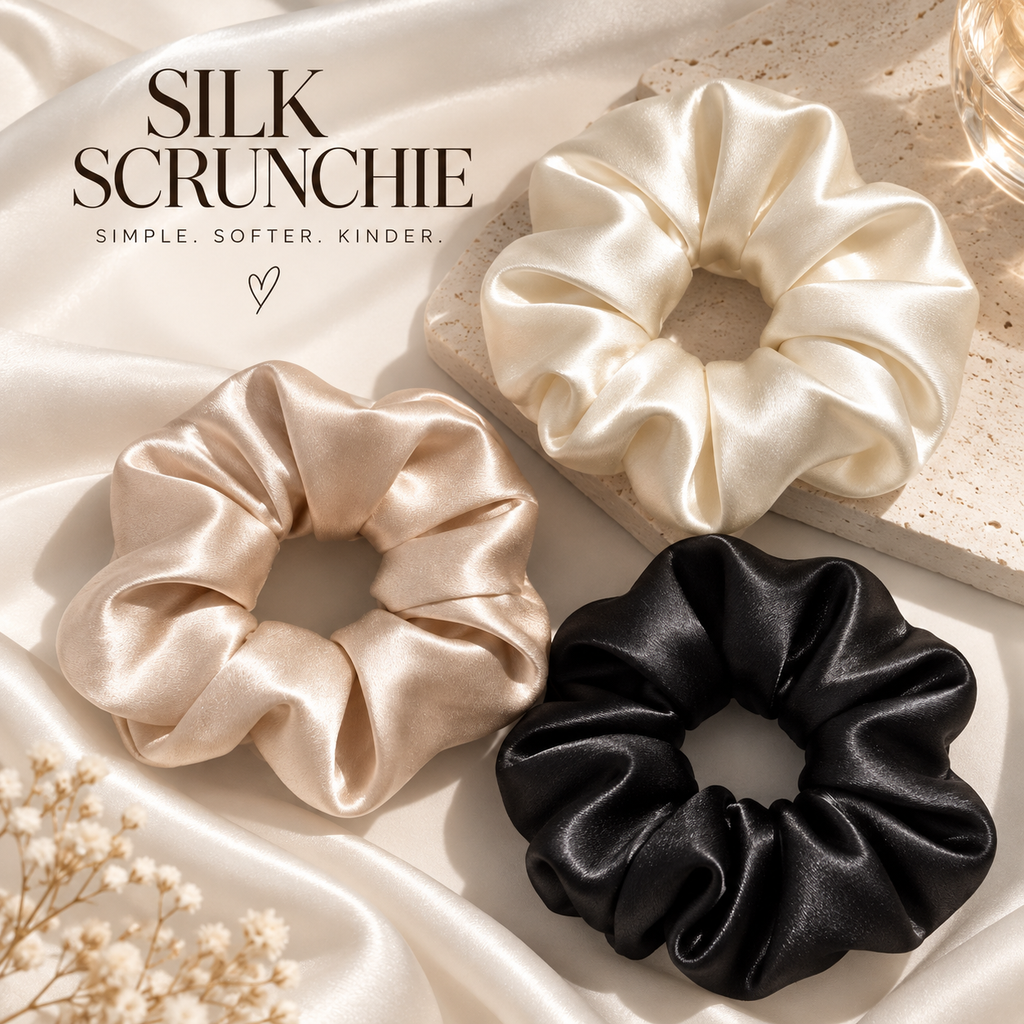 Daylivo mulberry silk scrunchies trio