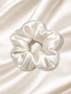 White mulberry silk scrunchie
