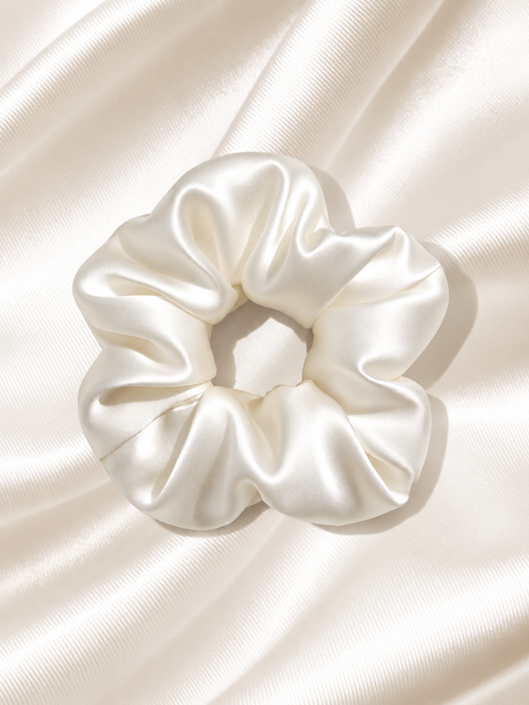 White mulberry silk scrunchie